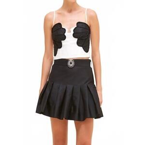 NEW PATBO taffeta bloom cropped top in black